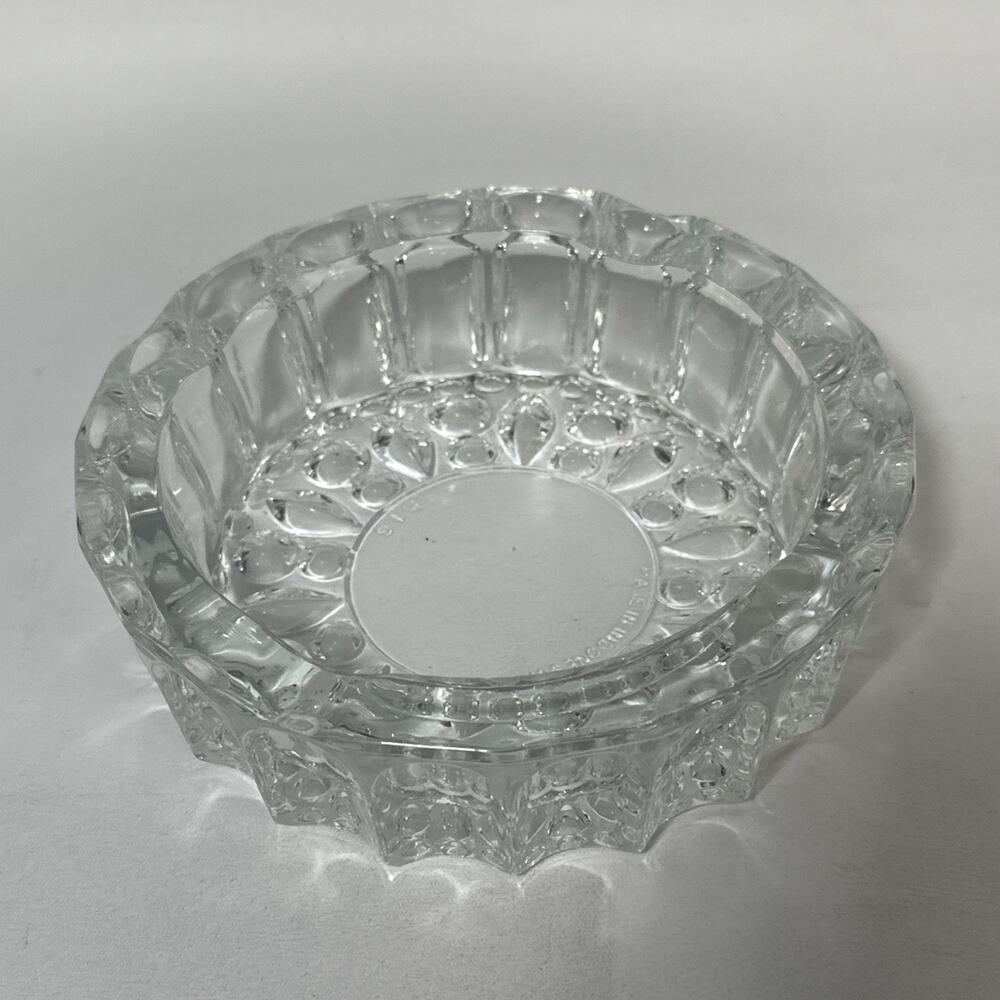Vintage KIG Crystal Cut Cigar Glass Ash Tray 6" w X 2" h